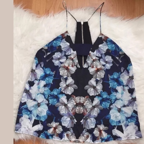 Finders Keepers Tops - Finders Keepers Blue Floral Tank